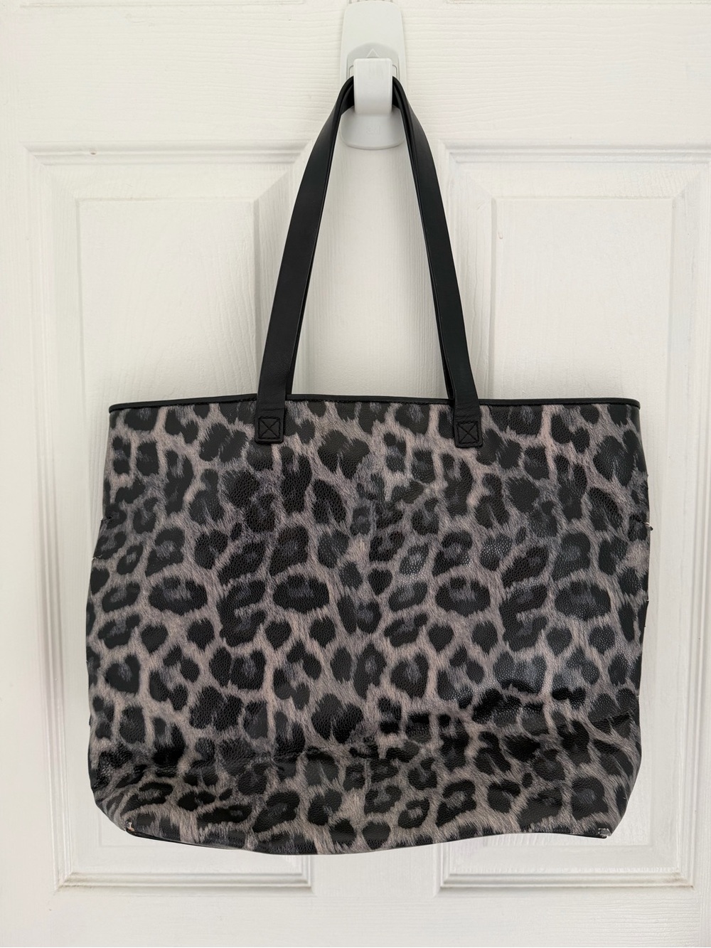 Kate Spade Gray Black Leopard Print Bow Detail Tote Shoulder Bag Travel Handbag - Picture 3 of 11